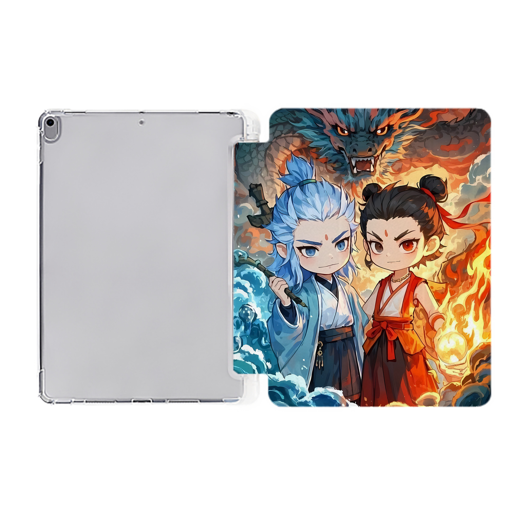 （画像用） Ne Zha 2 ナタ 魔童の大暴れ IPad ケース ペン収納付き 三つ折りスタンド PUレザー×シリコン 対応機種9.5/10.5/10.9インチ